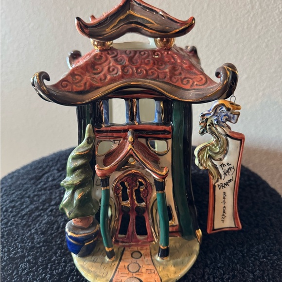 Vintage Blue Sky Clayworks The Happy Dragon Restaurant Tea Light Ceramic House - Picture 11 of 11